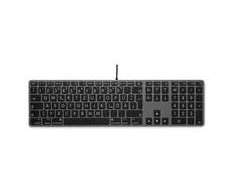 Klaviatūra LMP Large Font Klaviatūra su USB jungtimi 110 keys su laidu USB klaviatūra with 2x USB and aluminum upper cover - German - space pilka