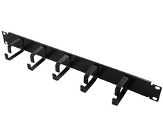 LOGILINK OR101B -19 Kabelių valdymo juosta 1U su 5 fiksuotais metaliniais laikikliais juodas