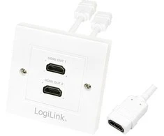 Logilink HDMI sieninė plokštė AH0015 2 x HDMI lizdas, HDMI sieninė plokštė, 1 X HDMI lizdas