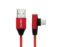 LOGILINK CU0146 LOGILINK – USB 2.0 kabelis USB-A kištukas iki USB-C (90 kampu) kištukas, raudonas, 1 m