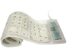 LogiLink klaviatūra USB PS/2 Flexibel Wasserfest balta – Klaviatūra – 106 klavišai