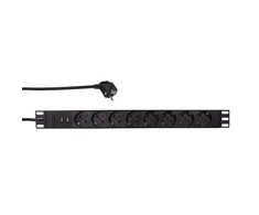 LogiLink PDU8C02 19 PDU 8x CEE 7/3 lizdas + 2 x USB, su apsauga nuo perkrovos