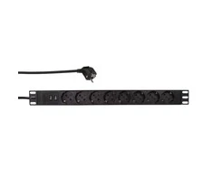 LogiLink PDU8C02 19 PDU 8x CEE 7/3 lizdas + 2 x USB, su apsauga nuo perkrovos