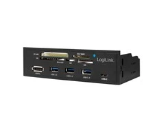 LOGILINK multifunction front panel 5.25inch with 6-way card reader juodas