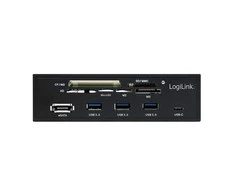 LOGILINK multifunction front panel 5.25inch with 6-way card reader juodas