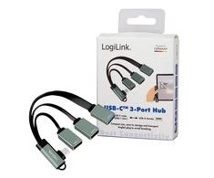 „LogiLink“ 3 prievadų USB-C kampinis
