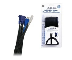 LogiLink Cable Flex Wrap | KAB0006 | Lankstus ir minkštas kabelių kanalas. Patikimai sujungia ir apsaugo laidus. Iškirpti iki reikiamo ilgio. Velcro užsegimas. Su antipireno funkcija. Ryšulio skersmuo 32 mm. | Juodas | 1,8 m