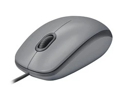 Tyli pelė su laidu Logitech M110, Pilka