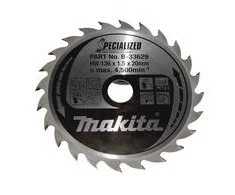 Makita T.C.T. pjūklas SPECIALIZED 136X1.5X20mm 20° T24 B-33629 T.C.T • 136 x20 mm • T24 • 20° • Medienai