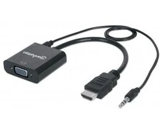 AV adapteris Manhattan HDMI - D-Sub (VGA) + Jack 3.5mm juoda (151559)
