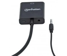 AV adapteris Manhattan HDMI - D-Sub (VGA) + Jack 3.5mm juoda (151559)