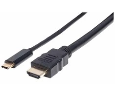Intracom MANHATTAN USB-C į HDMI Adapteris Cable 2m juodas Konvertuoja DP Alt režimo signalą į HDMI 4K išvestį 2 m 6 pėd.