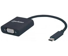 Manhattan 151771 kabelių sąsaja / invertavimo adapteris USB-C VGA Juoda