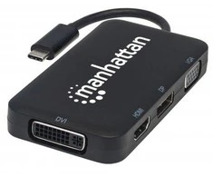 MANHATTAN 152600 Manhattan AV USB-C 3.1 kelių prievadų adapteris –> HDMI/DP/VGA/DVI