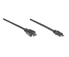 Intracom MANHATTAN High Speed HDMI Cable 1,8m juodas Mini HDMI 19 kontaktų kištukas HDMI 19 kontaktų kištukas nikeliuotos jungtys