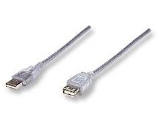 StarTech Intracom MANHATTAN didelės spartos USB prailginimo kabelis 3m sidabrinis USB Standartinis-A kištukas-USB Standard-A moteriškas Greitis iki 480 Mbps