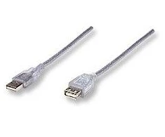StarTech Intracom MANHATTAN didelės spartos USB prailginimo kabelis 3m sidabrinis USB Standartinis-A kištukas-USB Standard-A moteriškas Greitis iki 480 Mbps