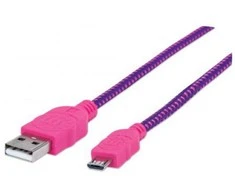 Manhattan Rožinė MH 352758 USB 2.0 kab. A male to Micro B male USB Violetinė/Rožinė Braided 1.0m