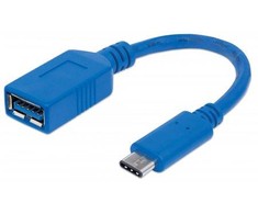 Manhattan 353540 USB kabelis 0,15 m 3.2 Gen 1 (3.1 Gen 1) USB C USB A Mėlyna