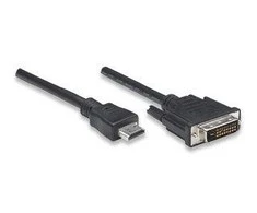 StarTech Intracom MANHATTAN HDMI / DVI Cable 1.8m juodas HDMI 19 kontaktų kištukas DVI-D 24+1 male auksinis padengtas jungtys