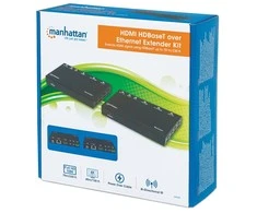 Manhattan 207638 Extender sygnału HDMI po skrętce Cat5e/6/6A/7, 4K do 40m, HDBaseT do 70m