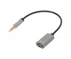 Manhattan 3,5 mm 4 kontaktų M į 2 x 3,5 mm 3 kontaktų F garso kabelio adapteris, 0,2 m, 356107