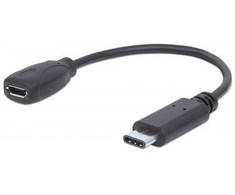 Intracom MANHATTAN didelės spartos USB-C kabelis 0,15 m C vyriškas / Micro-B moteriškas 6 colių. juodas