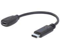 Intracom MANHATTAN didelės spartos USB-C kabelis 0,15 m C vyriškas / Micro-B moteriškas 6 colių. juodas
