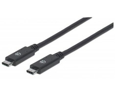 Intracom MANHATTAN SuperSpeed+ USB-C įrenginio kabelis USB 1m 3.1 Gen 2 Type-C vyriškas iki C tipo vyriškas 10 Gbps 5 A 1 m 3 pėd. Juodas