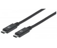 Intracom MANHATTAN SuperSpeed+ USB-C įrenginio kabelis USB 1m 3.1 Gen 2 Type-C vyriškas iki C tipo vyriškas 10 Gbps 5 A 1 m 3 pėd. Juodas