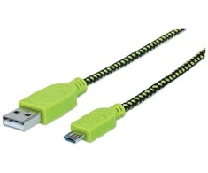 Manhattan MH 352765 USB 2.0 kab. A male to Micro B male USB Juodas/Žalias Braided 1.8m