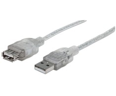 StarTech Intracom MANHATTAN didelės spartos USB prailginimo kabelis 3m sidabrinis USB Standartinis-A kištukas-USB Standard-A moteriškas Greitis iki 480 Mbps