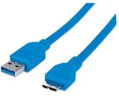 USB Manhattan USB-A - micro-B 2 m Mėlyna kabelis (325424)