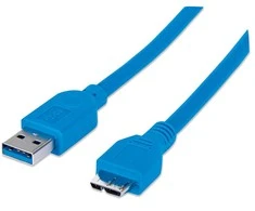 USB Manhattan USB-A - micro-B 2 m Mėlyna kabelis (325424)
