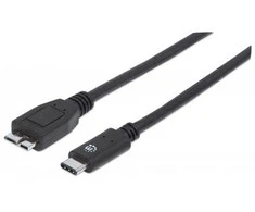 Manhattan USB 3.1 C/Micro-B, 1 m USB laidas 3.2 Gen 1 (3.1 Gen 1) USB C Micro-USB B Juoda