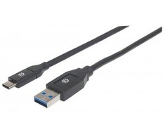 „Intracom MANHATTAN USB 3.1 Gen 1“ įrenginio kabelis 2 m A tipo kištukas iki C tipo kištukas 5 Gbps Juodas