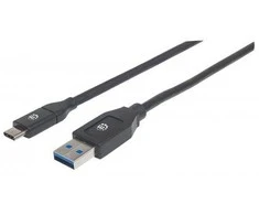 „Intracom MANHATTAN USB 3.1 Gen 1“ įrenginio kabelis 2 m A tipo kištukas iki C tipo kištukas 5 Gbps Juodas