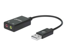 Intracom MANHATTAN USB-A Garso Adapteris USB-A Vyriškas iki 3,5 mm mikrofono įvesties ir garso išvesties moterys Juodas