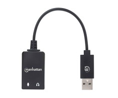Intracom MANHATTAN USB-A Garso Adapteris USB-A Vyriškas iki 3,5 mm mikrofono įvesties ir garso išvesties moterys Juodas
