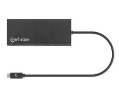 Intracom MANHATTAN USB 3.2 Gen 1 USB-C prie dviejų HDMI kelių prievadų adapteris USB-C prie 2x HDMI 4K30Hz 2x USB-A USB-C maitinimo tiekimo Gigabit RJ45 prievadas