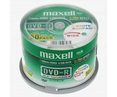 DVD-R 4,7 GB 16x „Maxell“ diskai su „Full Face Inkjet Printing“ – spausdinimas ant viso plokštelės paviršiaus.