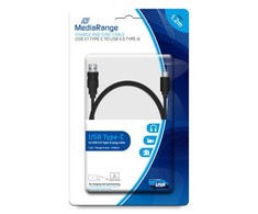 USB kabelis MediaRange USB-A - USB-C 1.2 m Juodas (MRCS160)