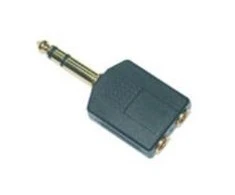 AV adapteris MicroConnect Jack 6,3 mm M - 2x lizdas 3,5 mm F juoda