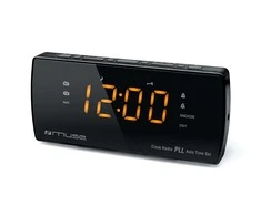 Muse Mūza | Dvigubas žadintuvo radijas PLL | M-185CR | AUX į | Juodas