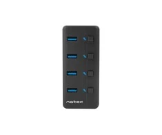 NATEC NHU-1557 Hub USB 3.0 Mantis2 4-jungtys on/off with AC Adapteris Juodas