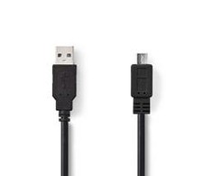 Nedis USB-Kabelis USB 2.0 | USB-A Stecker | USB Micro-B Stecker | 480 Mbps | Vernickelt | 3.00 m | rund | PVC | Juodas | Box