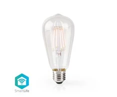 Nedis WLAN Smart LED kaitrinė lemputė (WIFILF10WTST64) - E27, ST64, 5 W, 500 lm, Skaidri
