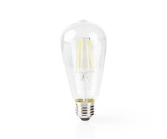 Nedis WLAN Smart LED kaitrinė lemputė (WIFILF10WTST64) - E27, ST64, 5 W, 500 lm, Skaidri