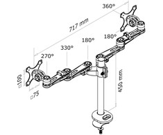 Laikiklis Neomounts NEWSTAR PLOKŠČIO EKRANO STALO MOUNTIKAS (GROMMET) 10-27" Sidabrinis