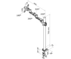 Neomounts Newstar FPMA-D935POLE70 monitoriaus laikiklis arba stovas 76,2 cm (30") Gnybtas Sidabras